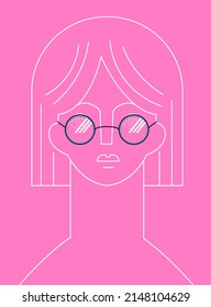Design of a poster of a psychological problem.Search for one's self. The concept of a free state and acceptance of the environment. An image of the outline of a person who sees everything in pink