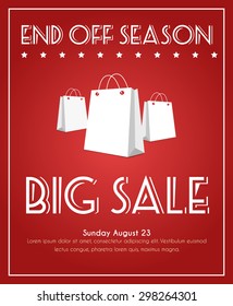 Design a poster for sale with a retro-style red with shopping bags. Vector illustration