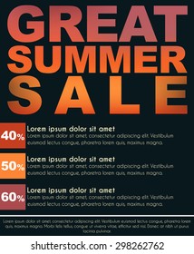 Design a poster for sales, with blurred text in orange and black background.