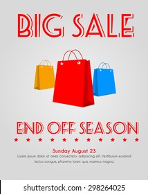 Design a poster for sales, with shopping bags. Vector illustration