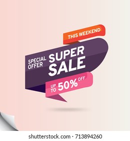 Design poster super sale discount with graphic elements. For every season, special offer, only this weekends/week. Vector illustration. 