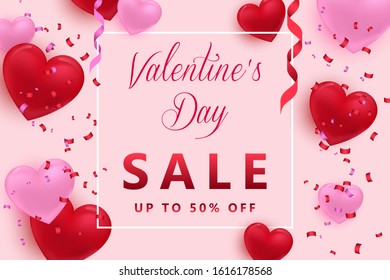 Design poster, web background for sales on Valentine's Day. Vector illustration.