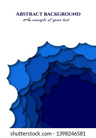 Design for posters, brochures, signs with clouds, sky. Paper cut pattern. Vector illustration