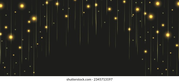 Design des Premium Award-Hintergrunds mit Falling Golden Elementen und Kopienraum. Überlagerungsbanner, Karten, Poster, Druck. Luxuriöses Ferienhaus mit Bogen aus goldenem Stern. Vektorgrafik.