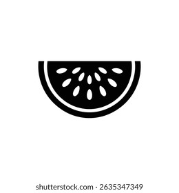 The design presents a bold silhouette of a watermelon slice with seeds, set against a seamless transparent background.