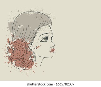 Design of pretty flamenco woman face