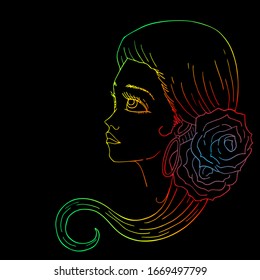 Design of pretty flamenco woman face