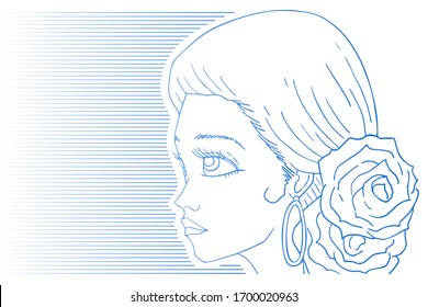 Design of pretty flamenco woman face