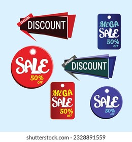 Design Price Tag Label Red With Various Shape - Vector, Vector discount tag collection