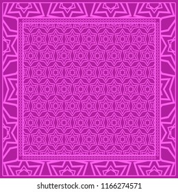Design print for kerchief. The pattern of geometric floral ornament. Vector illustration. The idea for design prints for neck scarves, carpets, bandanas.