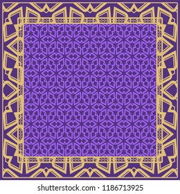 Design print for kerchief. The pattern of geometric floral ornament. Vector illustration. The idea for design prints for neck scarves, carpets, bandanas