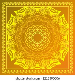 Design print for kerchief. The pattern of geometric floral ornament. Vector illustration. The idea for design prints for neck scarves, carpets, bandana