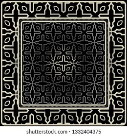 Design Print For Kerchief. The Pattern Of Geometric Ornament. Vector Illustration. The Idea For Design Prints For Neck Scarves, Carpets, Bandanas. Black silver color.