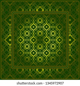 Design Print For Kerchief. The Pattern Of Geometric Ornament. Vector Illustration. The Idea For Design Prints For Neck Scarves, Carpets, Bandanas.