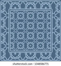 Design Print For Kerchief. The Pattern Of Geometric Ornament. Vector Illustration. The Idea For Design Prints For Neck Scarves, Carpets, Bandanas.