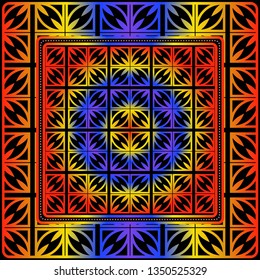 Design Print For Kerchief. The Pattern Of Geometric Ornament. Vector Illustration. The Idea For Design Prints For Neck Scarves, Carpets, Bandanas.