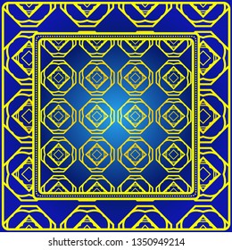 Design Print For Kerchief. The Pattern Of Geometric Ornament. Vector Illustration. The Idea For Design Prints For Neck Scarves, Carpets, Bandanas.