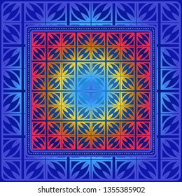Design Print For Kerchief. The Pattern Of Geometric Ornament. Vector Illustration. The Idea For Design Prints For Neck Scarves, Carpets, Bandanas.