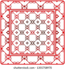 Design Print For Kerchief. The Pattern Of Geometric Ornament. Vector Illustration. The Idea For Design Prints For Neck Scarves, Carpets, Bandanas.