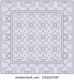 Design Print For Kerchief. The Pattern Of Geometric Ornament. Vector Illustration. The Idea For Design Prints For Neck Scarves, Carpets, Bandanas.