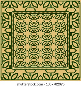 Design Print For Kerchief. The Pattern Of Geometric Ornament. Vector Illustration. The Idea For Design Prints For Neck Scarves, Carpets, Bandanas.