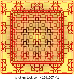 Design Print For Kerchief. The Pattern Of Geometric Ornament. Vector Illustration. The Idea For Design Prints For Neck Scarves, Carpets, Bandanas.