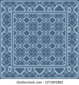 Design Print For Kerchief. The Pattern Of Geometric Ornament. Vector Illustration. The Idea For Design Prints For Neck Scarves, Carpets, Bandanas.