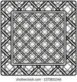 Design Print For Kerchief. The Pattern Of Geometric Ornament. Vector Illustration. The Idea For Design Prints For Neck Scarves, Carpets, Bandanas.