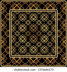 Design Print For Kerchief. The Pattern Of Geometric Ornament. Vector Illustration. The Idea For Design Prints For Neck Scarves, Carpets, Bandanas.