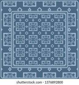Design Print For Kerchief. The Pattern Of Geometric Ornament. Vector Illustration. The Idea For Design Prints For Neck Scarves, Carpets, Bandanas.