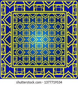 Design Print For Kerchief. The Pattern Of Geometric Ornament. Vector Illustration. The Idea For Design Prints For Neck Scarves, Carpets, Bandanas.
