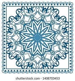Design Print For Kerchief. The Pattern Of Geometric Ornament. Vector Illustration. The Idea For Design Prints For Neck Scarves, Carpets, Bandanas.