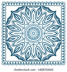 Design Print For Kerchief. The Pattern Of Geometric Ornament. Vector Illustration. The Idea For Design Prints For Neck Scarves, Carpets, Bandanas.