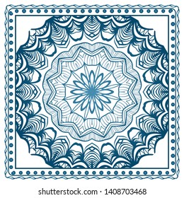 Design Print For Kerchief. The Pattern Of Geometric Ornament. Vector Illustration. The Idea For Design Prints For Neck Scarves, Carpets, Bandanas.