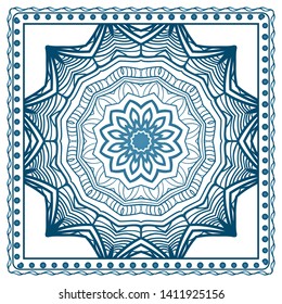 Design Print For Kerchief. The Pattern Of Geometric Ornament. Vector Illustration. The Idea For Design Prints For Neck Scarves, Carpets, Bandanas.