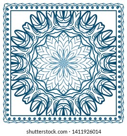 Design Print For Kerchief. The Pattern Of Geometric Ornament. Vector Illustration. The Idea For Design Prints For Neck Scarves, Carpets, Bandanas.