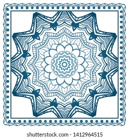 Design Print For Kerchief. The Pattern Of Geometric Ornament. Vector Illustration. The Idea For Design Prints For Neck Scarves, Carpets, Bandanas.