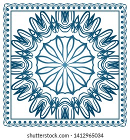Design Print For Kerchief. The Pattern Of Geometric Ornament. Vector Illustration. The Idea For Design Prints For Neck Scarves, Carpets, Bandanas.
