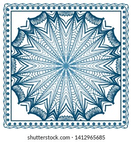 Design Print For Kerchief. The Pattern Of Geometric Ornament. Vector Illustration. The Idea For Design Prints For Neck Scarves, Carpets, Bandanas.
