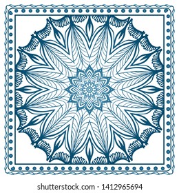 Design Print For Kerchief. The Pattern Of Geometric Ornament. Vector Illustration. The Idea For Design Prints For Neck Scarves, Carpets, Bandanas.