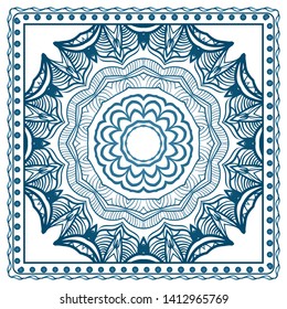 Design Print For Kerchief. The Pattern Of Geometric Ornament. Vector Illustration. The Idea For Design Prints For Neck Scarves, Carpets, Bandanas.