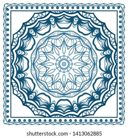 Design Print For Kerchief. The Pattern Of Geometric Ornament. Vector Illustration. The Idea For Design Prints For Neck Scarves, Carpets, Bandanas.