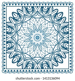 Design Print For Kerchief. The Pattern Of Geometric Ornament. Vector Illustration. The Idea For Design Prints For Neck Scarves, Carpets, Bandanas.