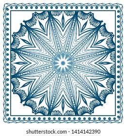 Design Print For Kerchief. The Pattern Of Geometric Ornament. Vector Illustration. The Idea For Design Prints For Neck Scarves, Carpets, Bandanas.