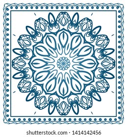 Design Print For Kerchief. The Pattern Of Geometric Ornament. Vector Illustration. The Idea For Design Prints For Neck Scarves, Carpets, Bandanas.