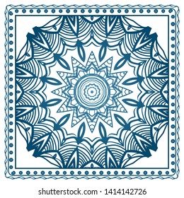 Design Print For Kerchief. The Pattern Of Geometric Ornament. Vector Illustration. The Idea For Design Prints For Neck Scarves, Carpets, Bandanas.