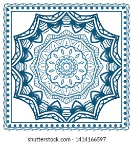 Design Print For Kerchief. The Pattern Of Geometric Ornament. Vector Illustration. The Idea For Design Prints For Neck Scarves, Carpets, Bandanas.