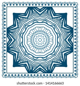 Design Print For Kerchief. The Pattern Of Geometric Ornament. Vector Illustration. The Idea For Design Prints For Neck Scarves, Carpets, Bandanas.
