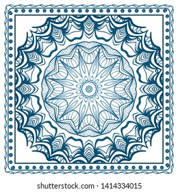 Design Print For Kerchief. The Pattern Of Geometric Ornament. Vector Illustration. The Idea For Design Prints For Neck Scarves, Carpets, Bandanas.