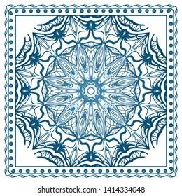 Design Print For Kerchief. The Pattern Of Geometric Ornament. Vector Illustration. The Idea For Design Prints For Neck Scarves, Carpets, Bandanas.